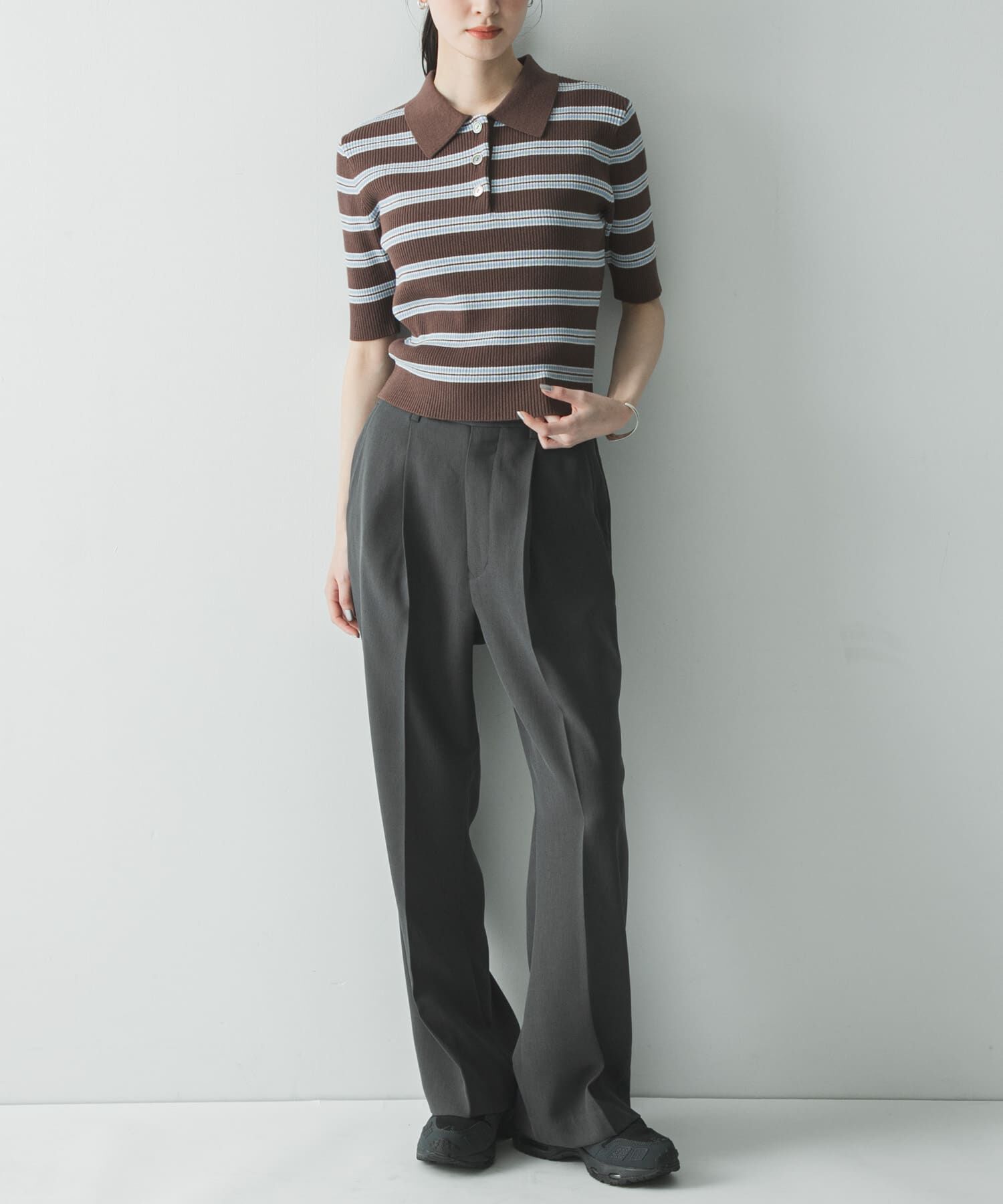 URBAN RESEARCH「コットンシルクハーフスリーブポロ衿ニット」|ニット・セーター|