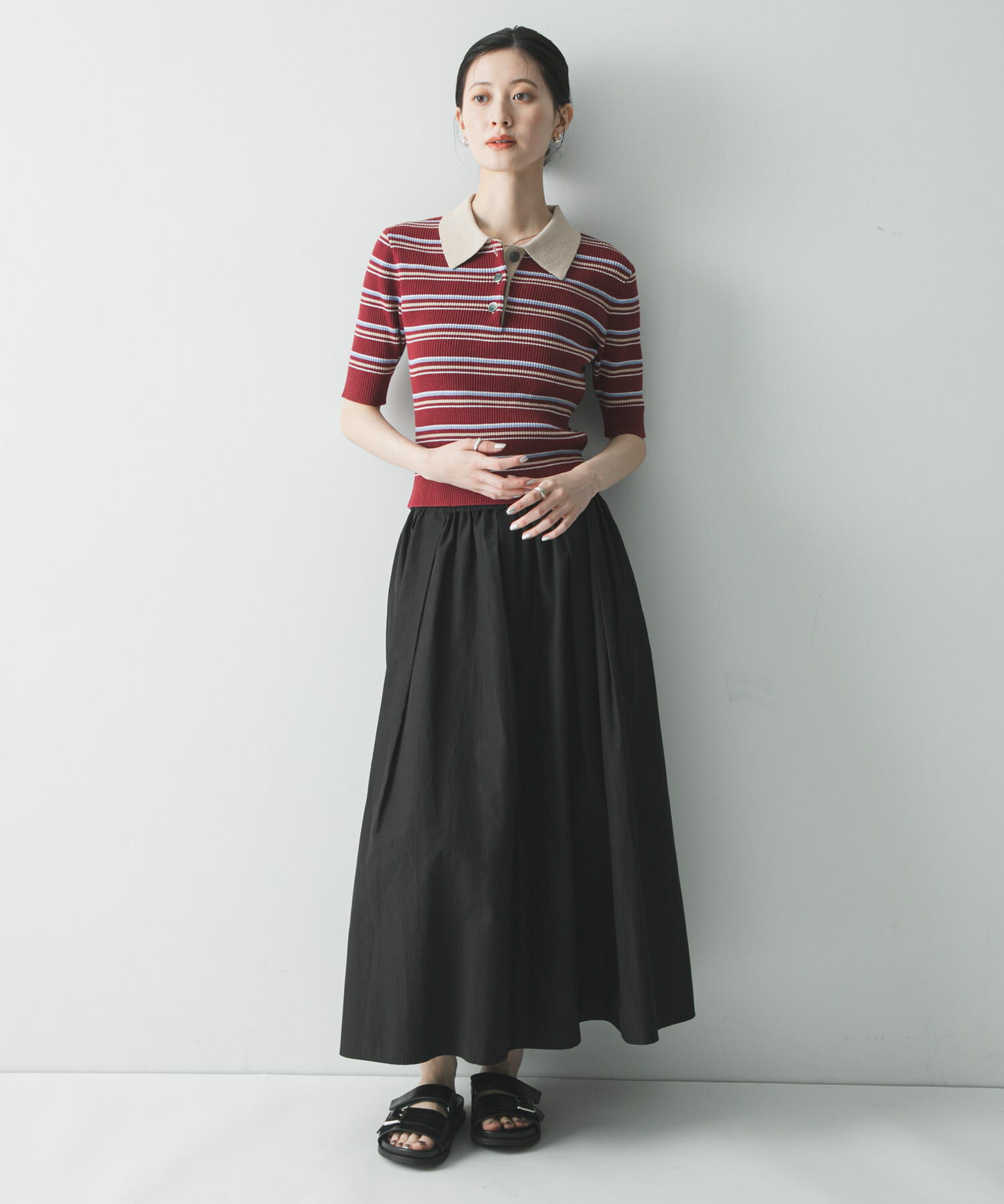 URBAN RESEARCH「コットンシルクハーフスリーブポロ衿ニット」|ニット・セーター|