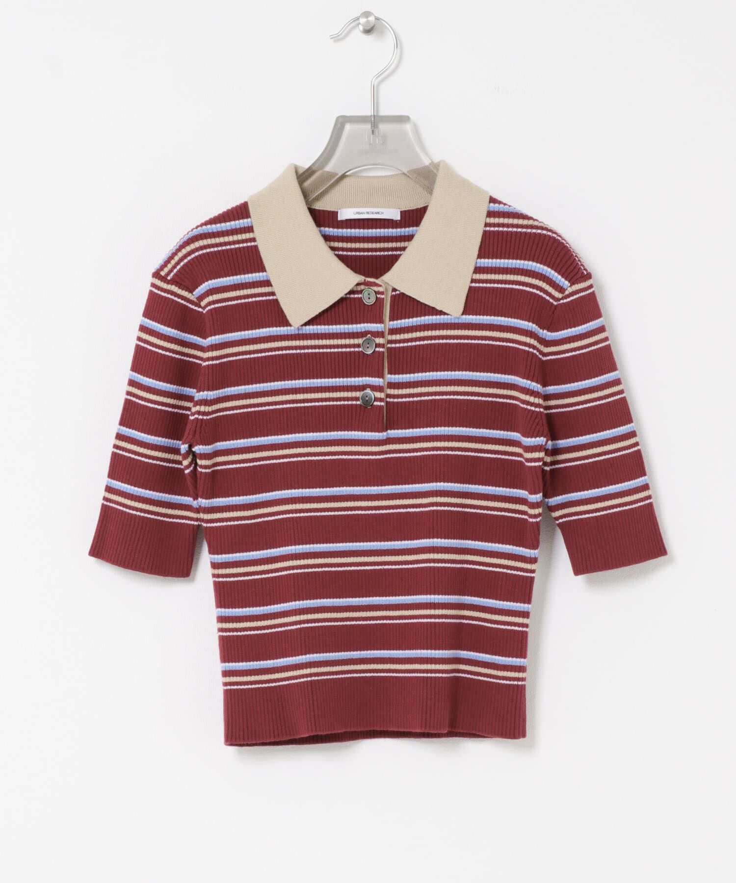 URBAN RESEARCH「コットンシルクハーフスリーブポロ衿ニット」|ニット・セーター|