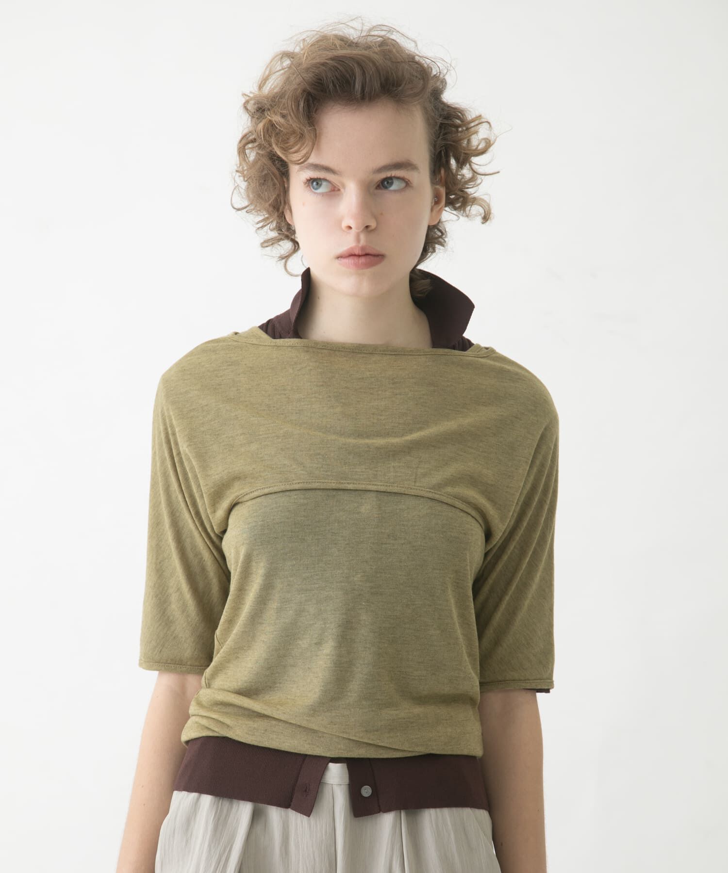 LAATO「mix layered tee」|Tシャツ・カットソー|オリーブ