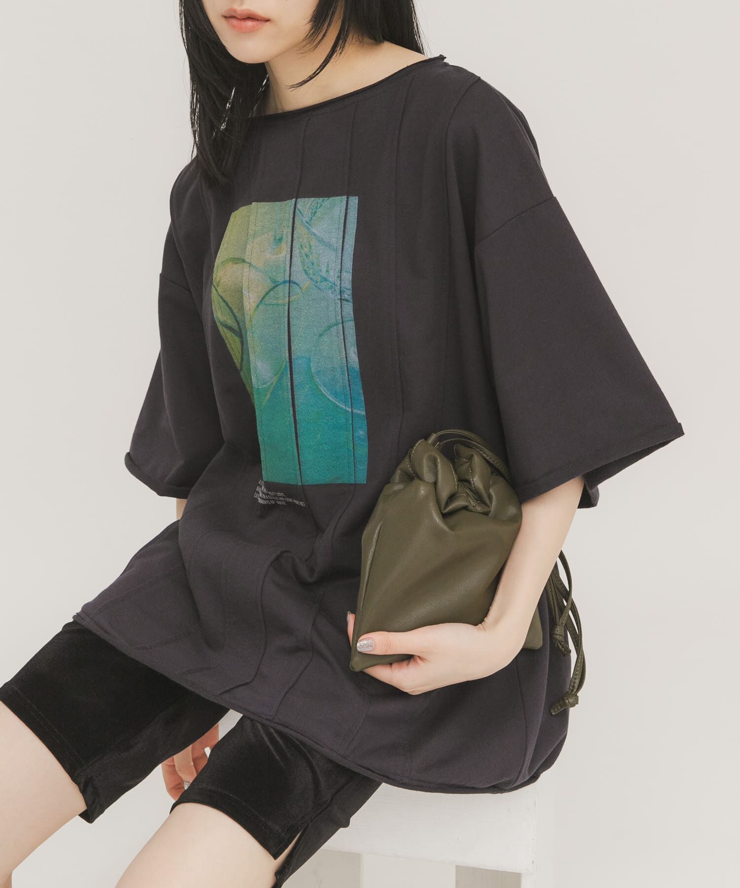  「ピンタックフォトプリントTEE」|Tシャツ・カットソー|ネイビー