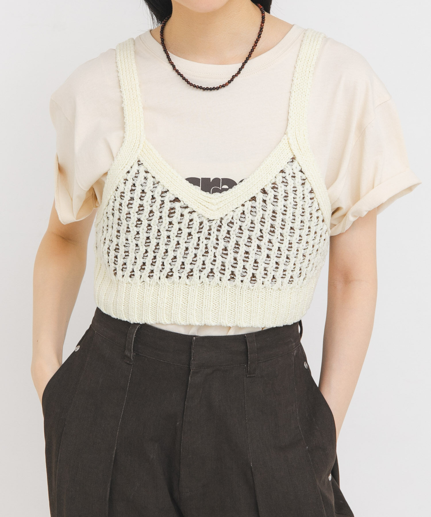  「ハニカムニットブラビスチェ」|ニット・セーター|ホワイト系その他