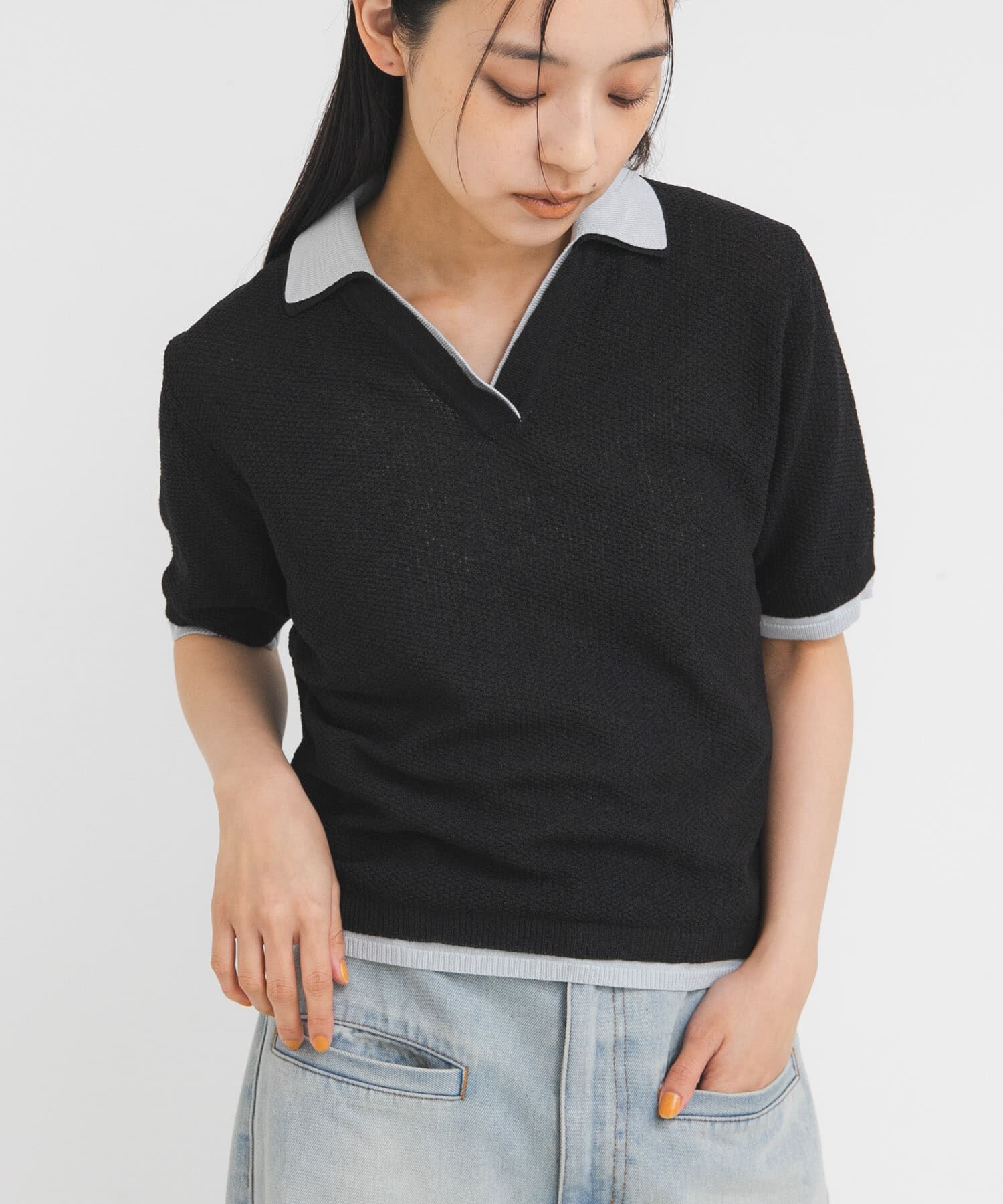  「レイヤードライクニットシャツ」|ニット・セーター|