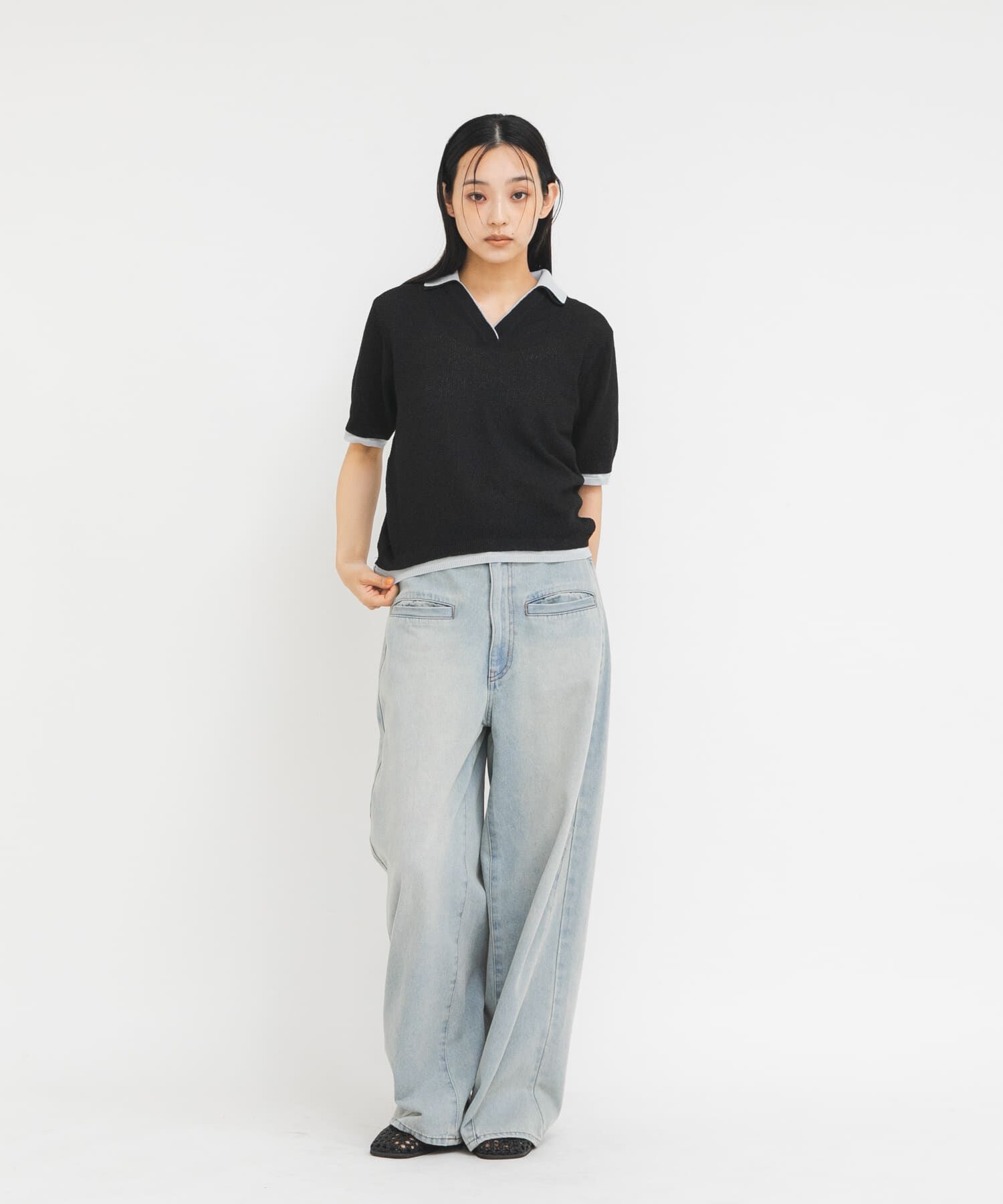  「レイヤードライクニットシャツ」|ニット・セーター|