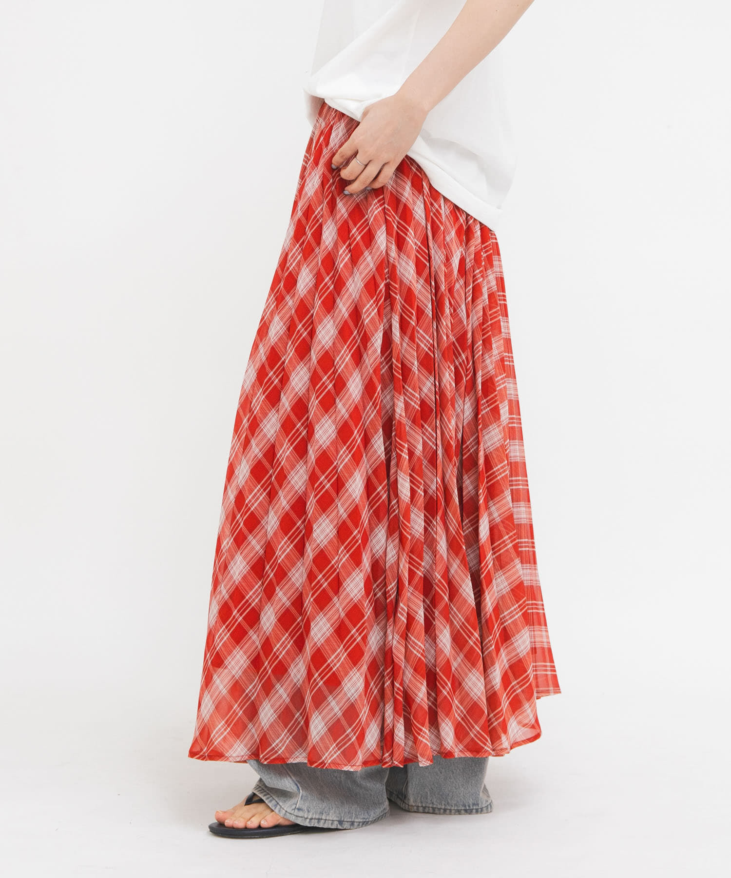  「サーキュラーチェックプリーツスカート」|スカート|