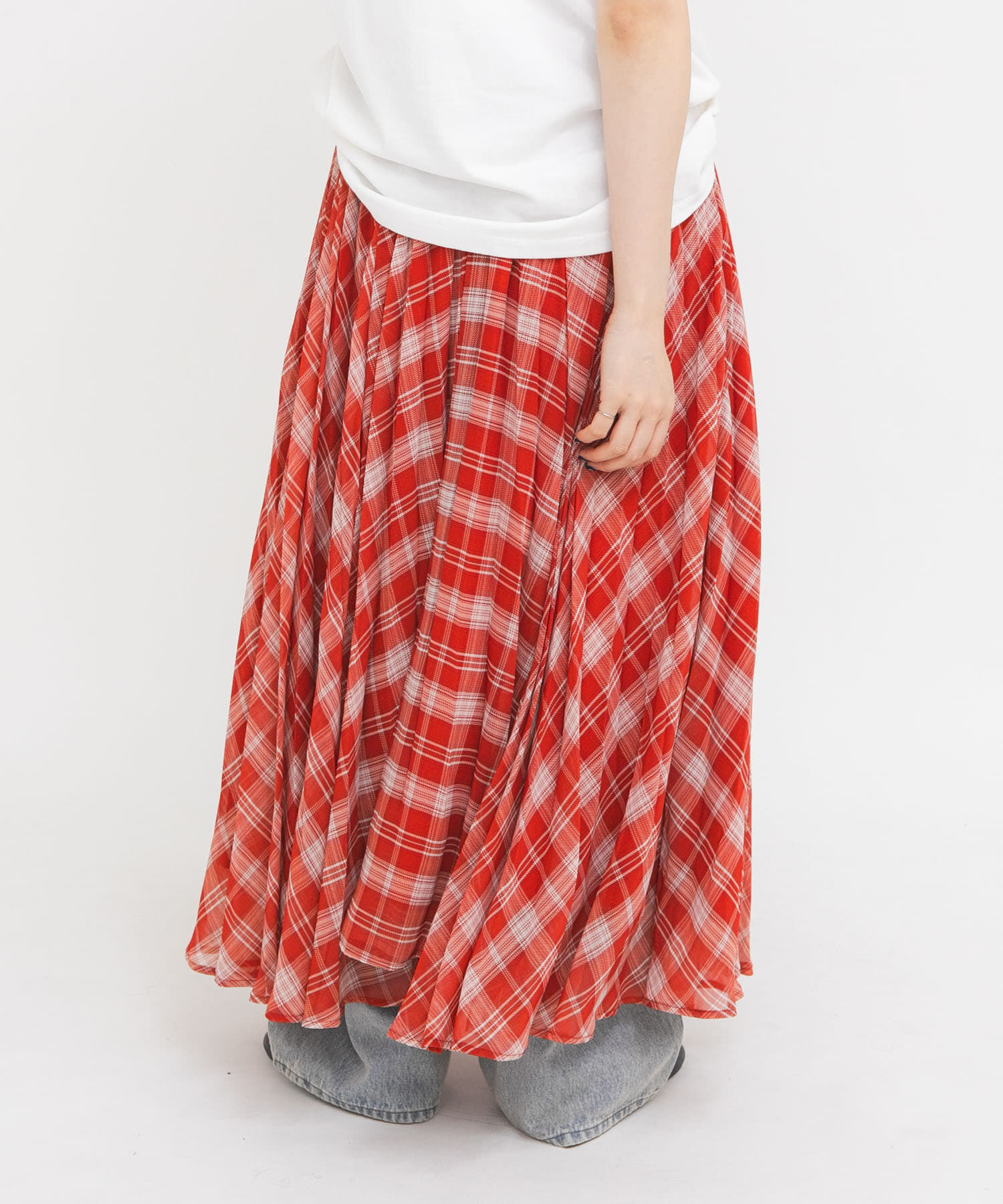  「サーキュラーチェックプリーツスカート」|スカート|