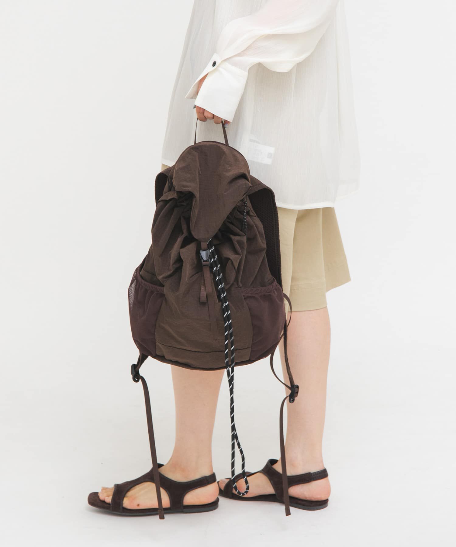  「メッシュポケットリップストップリュック」|その他|ブラウン