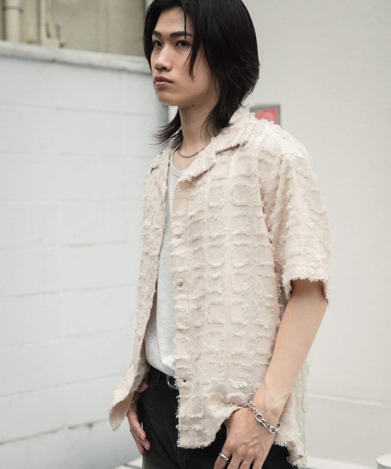 SENSE OF PLACE by URBAN RESEARCH「フリンジオープンカラーシャツ(5分袖)」|シャツ・ブラウス|