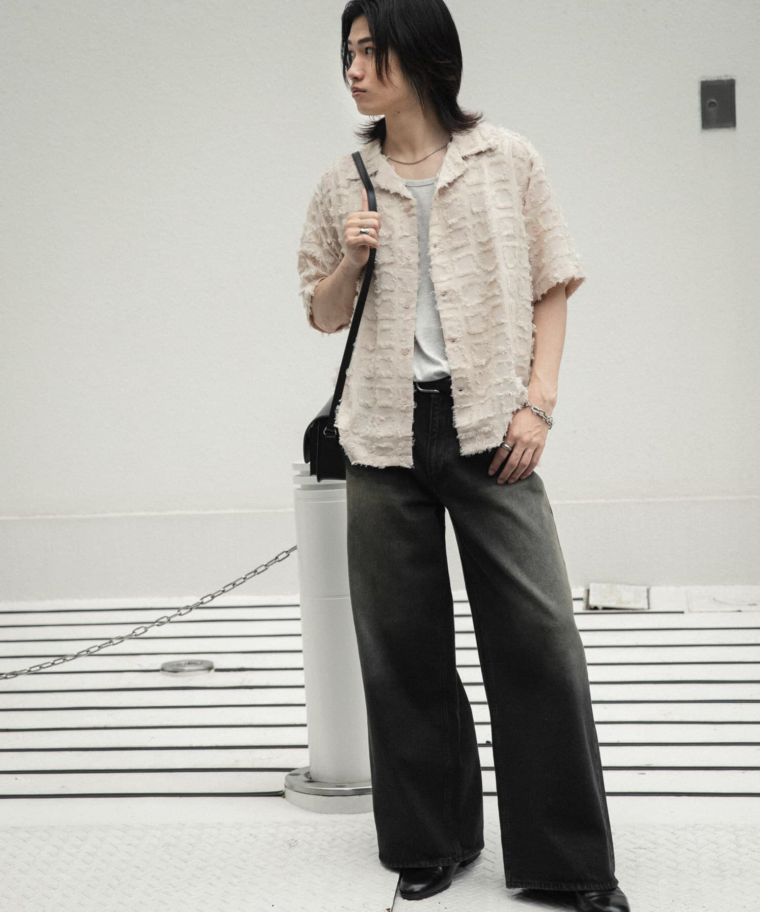 SENSE OF PLACE by URBAN RESEARCH「フリンジオープンカラーシャツ(5分袖)」|シャツ・ブラウス|