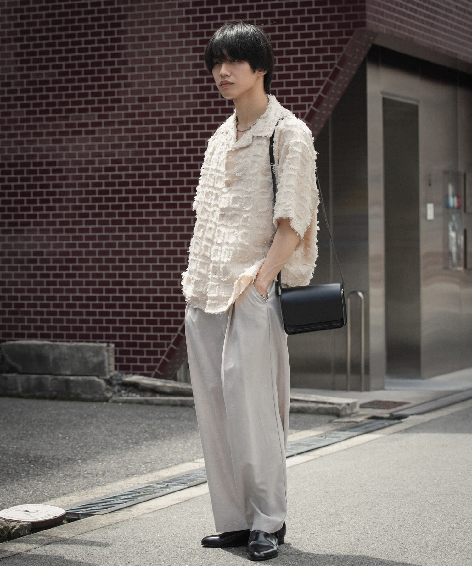 SENSE OF PLACE by URBAN RESEARCH「フリンジオープンカラーシャツ(5分袖)」|シャツ・ブラウス|