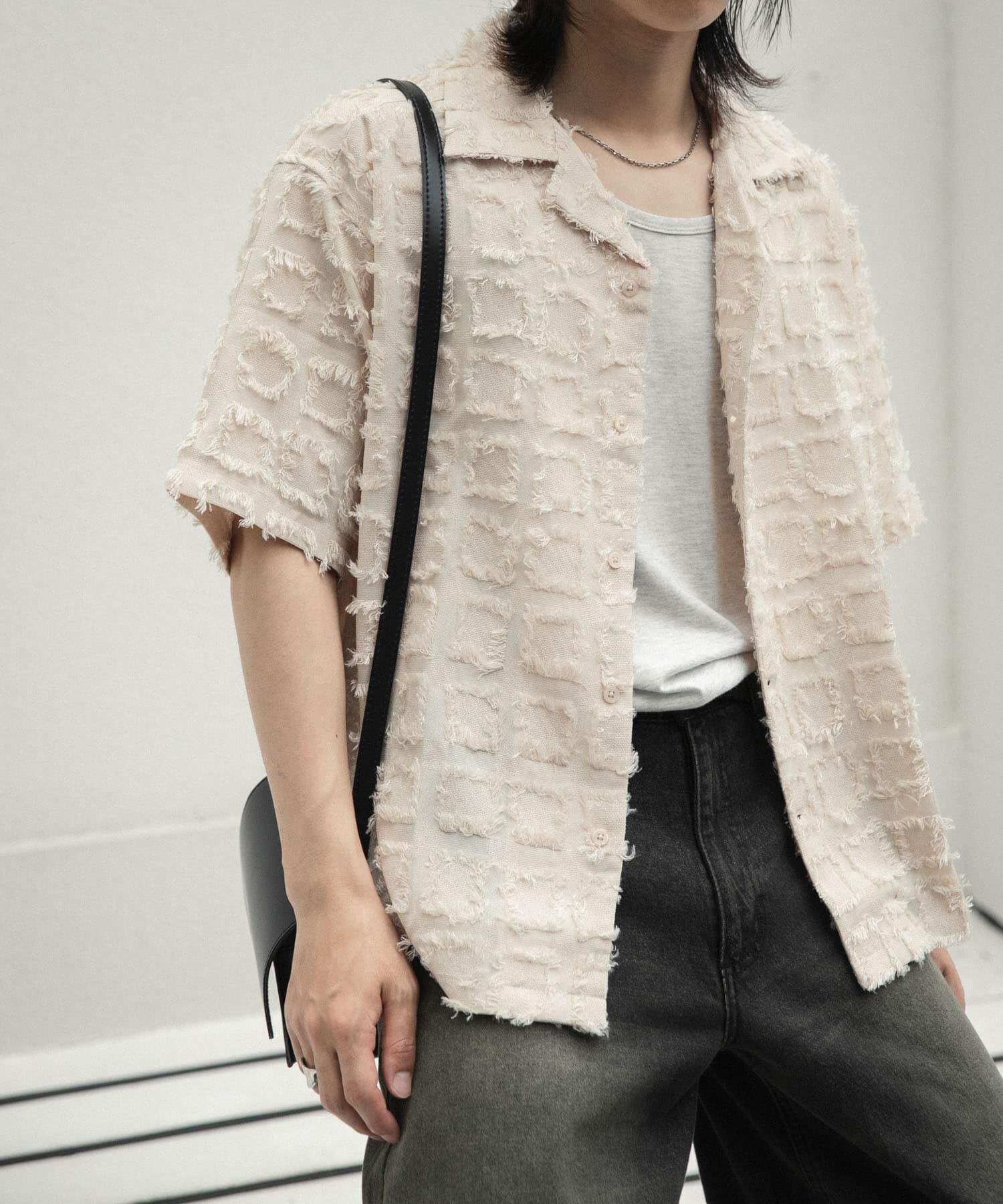 SENSE OF PLACE by URBAN RESEARCH「フリンジオープンカラーシャツ(5分袖)」|シャツ・ブラウス|