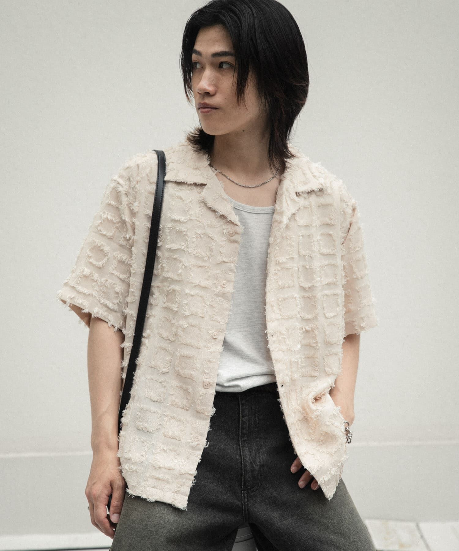 SENSE OF PLACE by URBAN RESEARCH「フリンジオープンカラーシャツ(5分袖)」|シャツ・ブラウス|