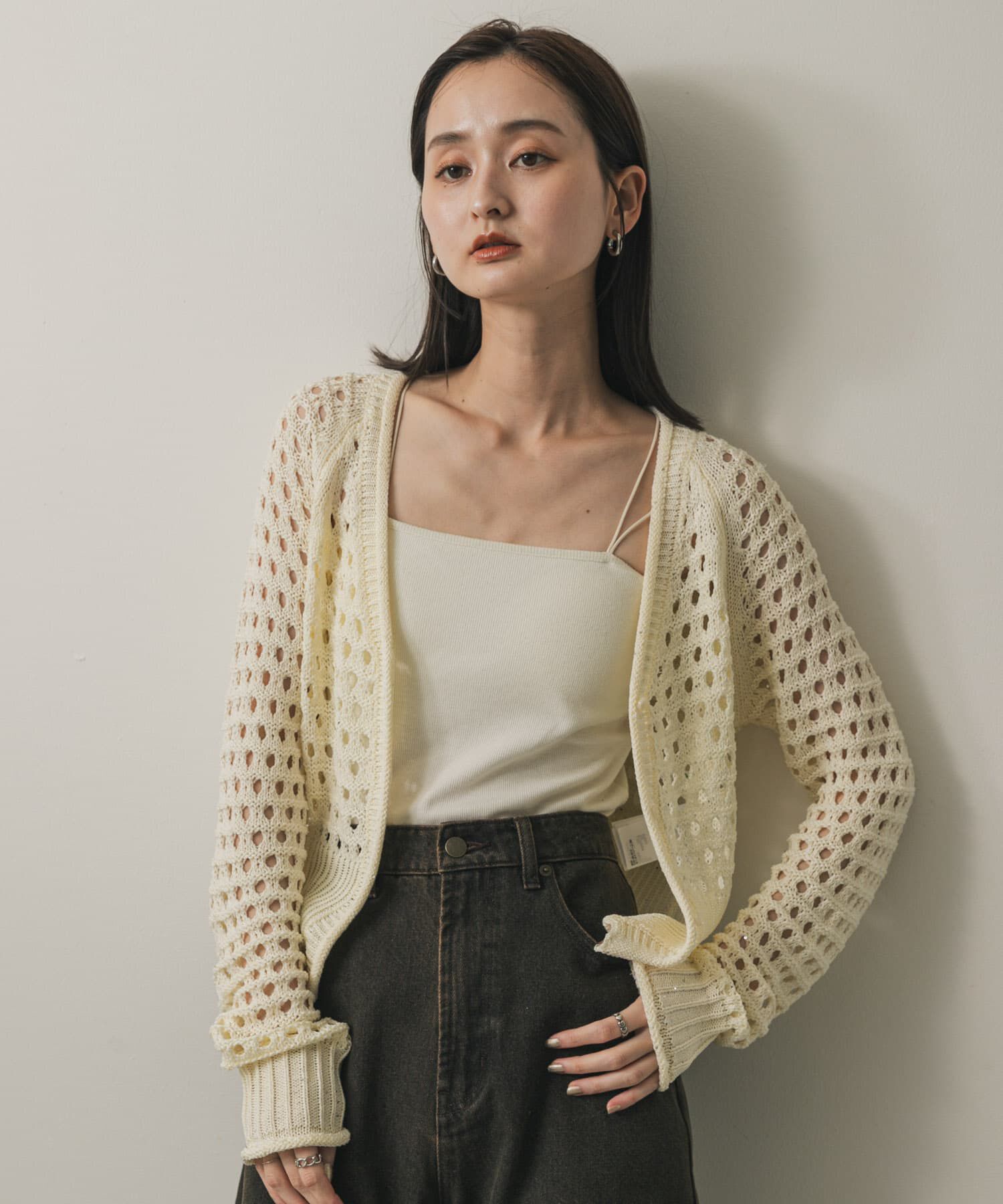 SENSE OF PLACE by URBAN RESEARCH「スパンコールメッシュカーディガン」|カーディガン|