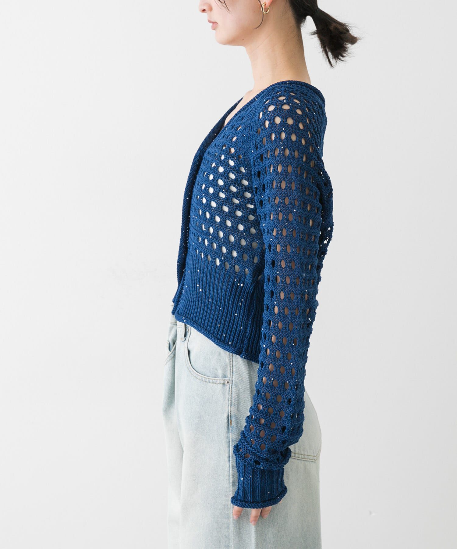 SENSE OF PLACE by URBAN RESEARCH「スパンコールメッシュカーディガン」|カーディガン|