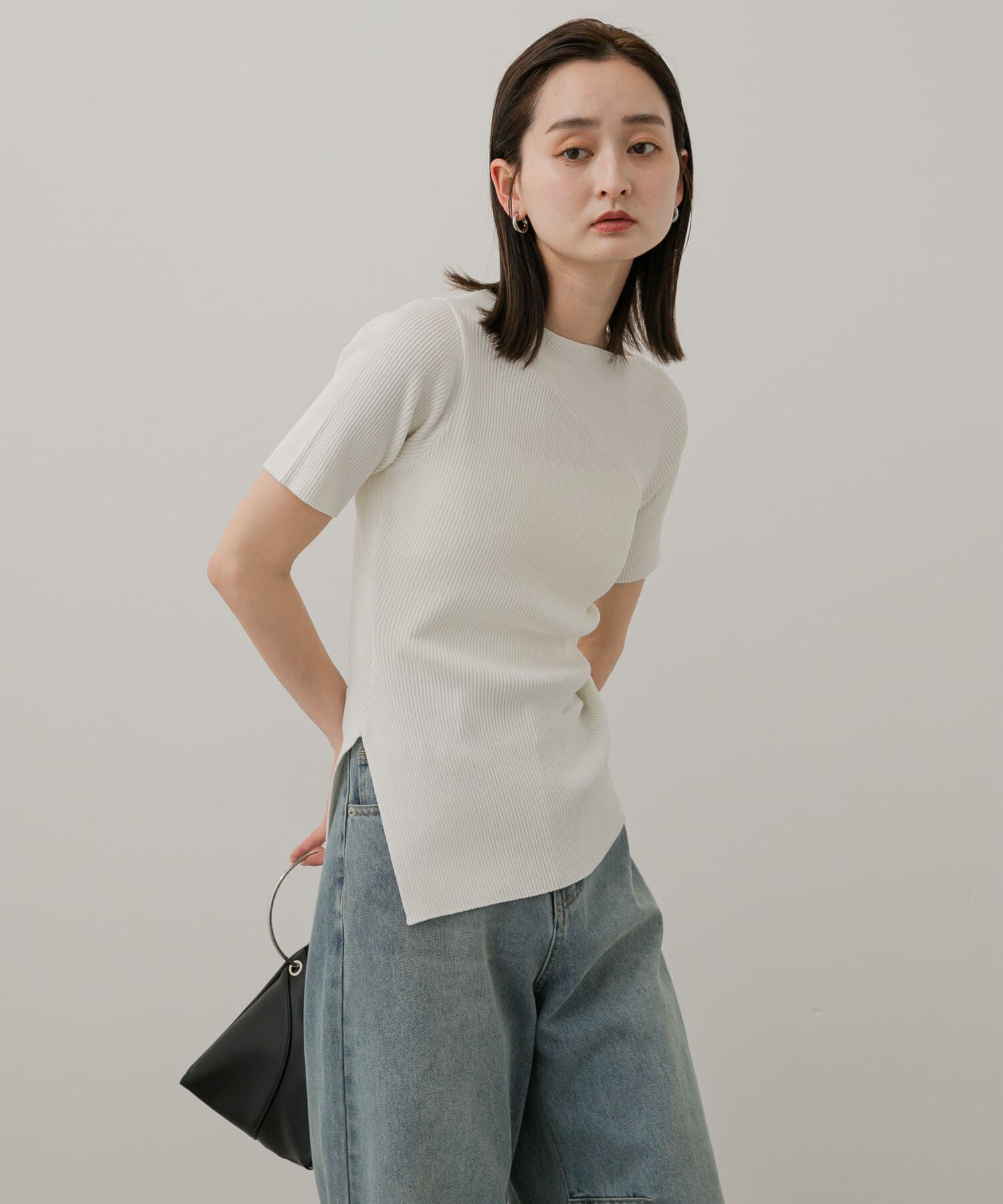 SENSE OF PLACE by URBAN RESEARCH「アシメネックセーター(半袖)」|ニット・セーター|