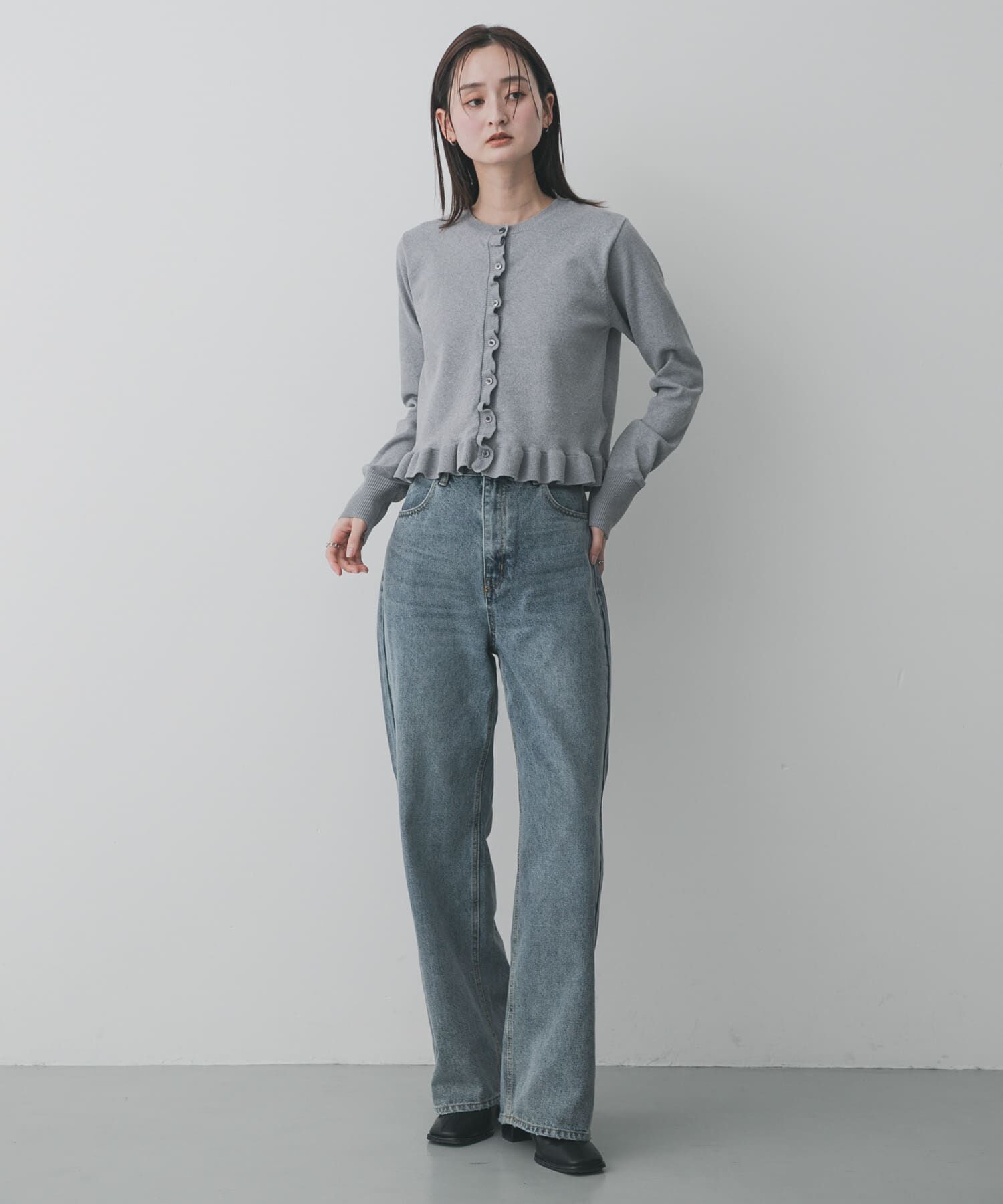 SENSE OF PLACE by URBAN RESEARCH「『洗濯可』フリルトリムニットカーディガン」|ニット・セーター|