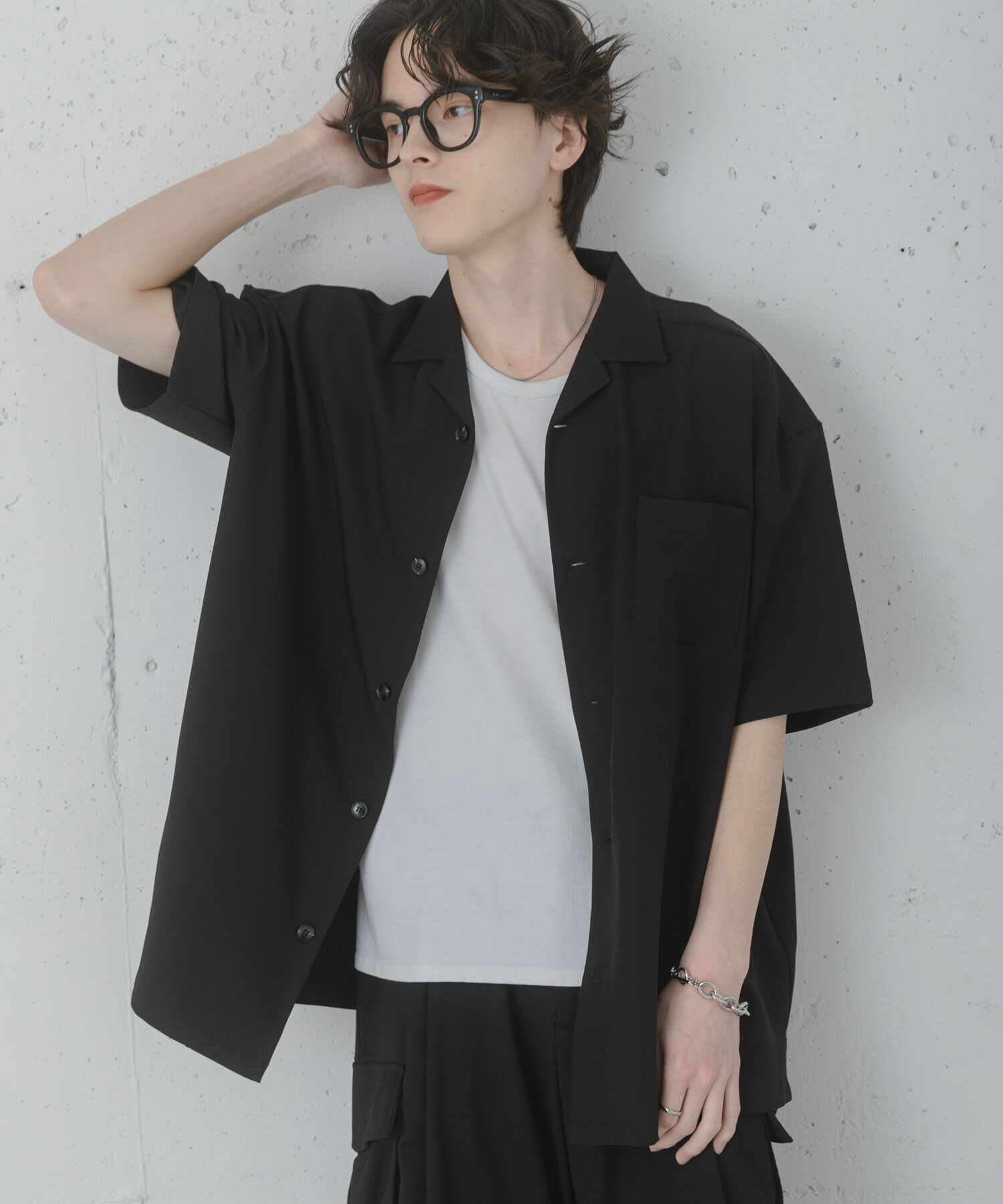 SENSE OF PLACE by URBAN RESEARCH「『速乾』ドライタッチオープンカラールーズショートスリーブシャツ」|シャツ・ブラウス|ブラック