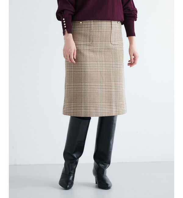 le.coeur blanc「チェックトラペーズスカート」|スカート|