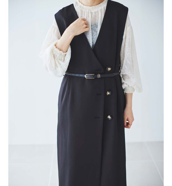 le.coeur blanc「Vカラー2WAYジレジャンスカ」|ジャンパースカート|ブラック