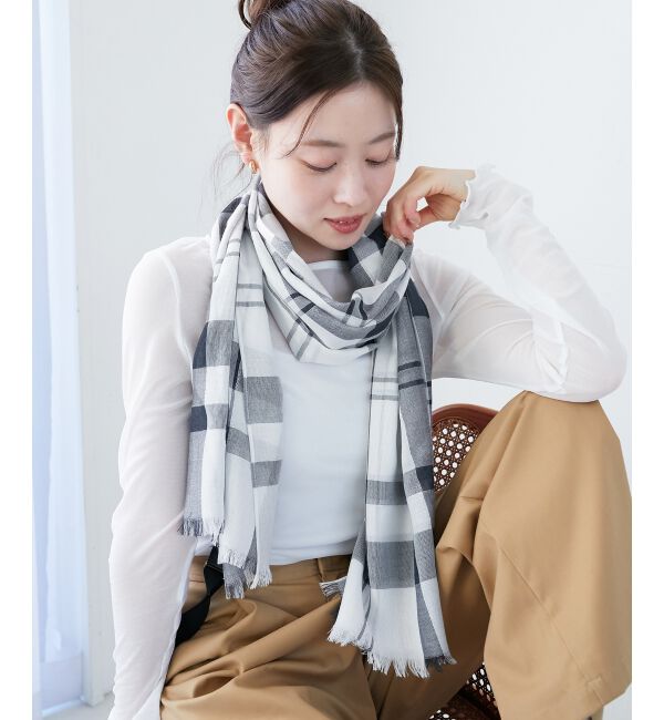  「《手洗い可能》チェックストール」|ストール|