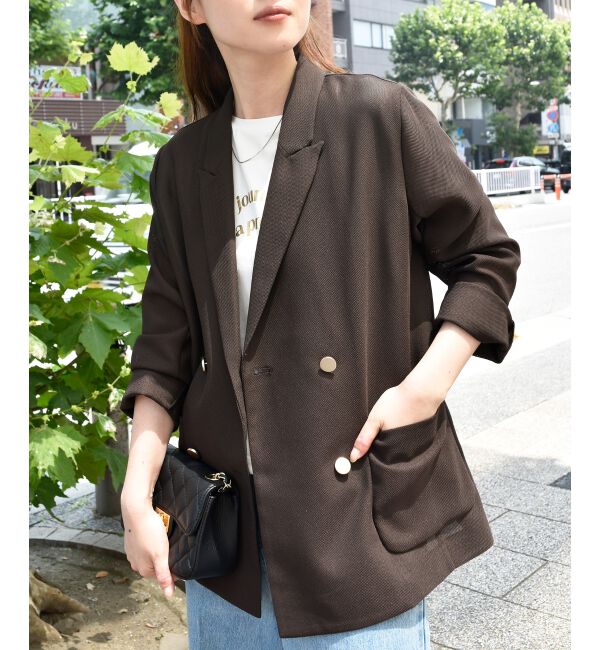 le.coeur blanc「メッシュダブルブレストジャケット」|その他|ブラウン