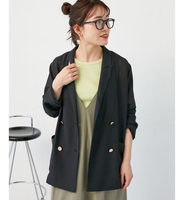 le.coeur blanc「メッシュダブルブレストジャケット」|その他|ネイビー