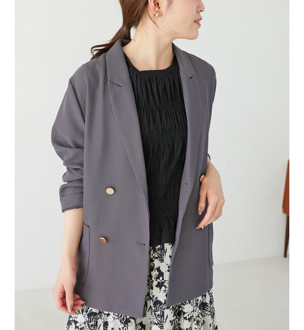 le.coeur blanc「メッシュダブルブレストジャケット」|その他|グレー