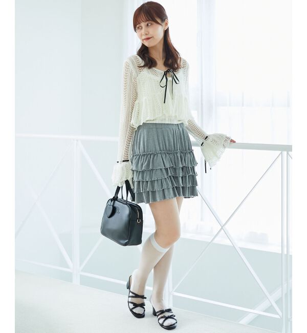  「キャミセットレーシー長袖カーデ」|カーディガン|