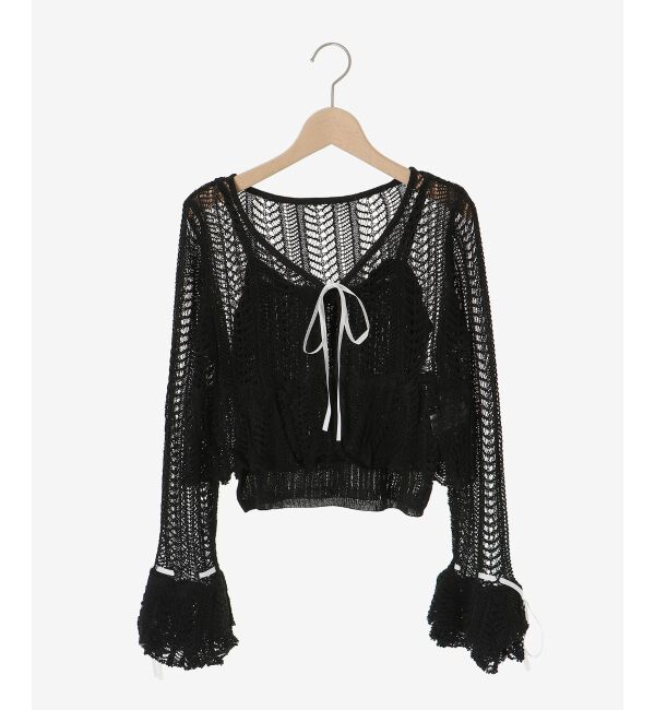  「キャミセットレーシー長袖カーデ」|カーディガン|