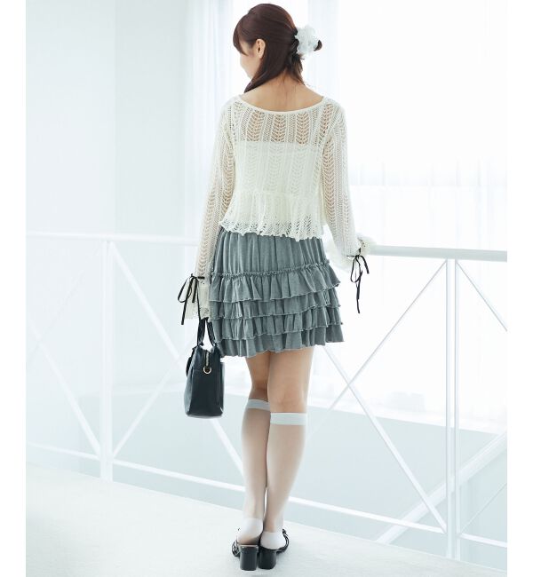  「キャミセットレーシー長袖カーデ」|カーディガン|