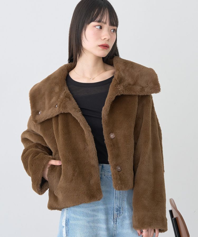 earth music&ecology「ファーショートブルゾン」|ブルゾン・スタジャン|