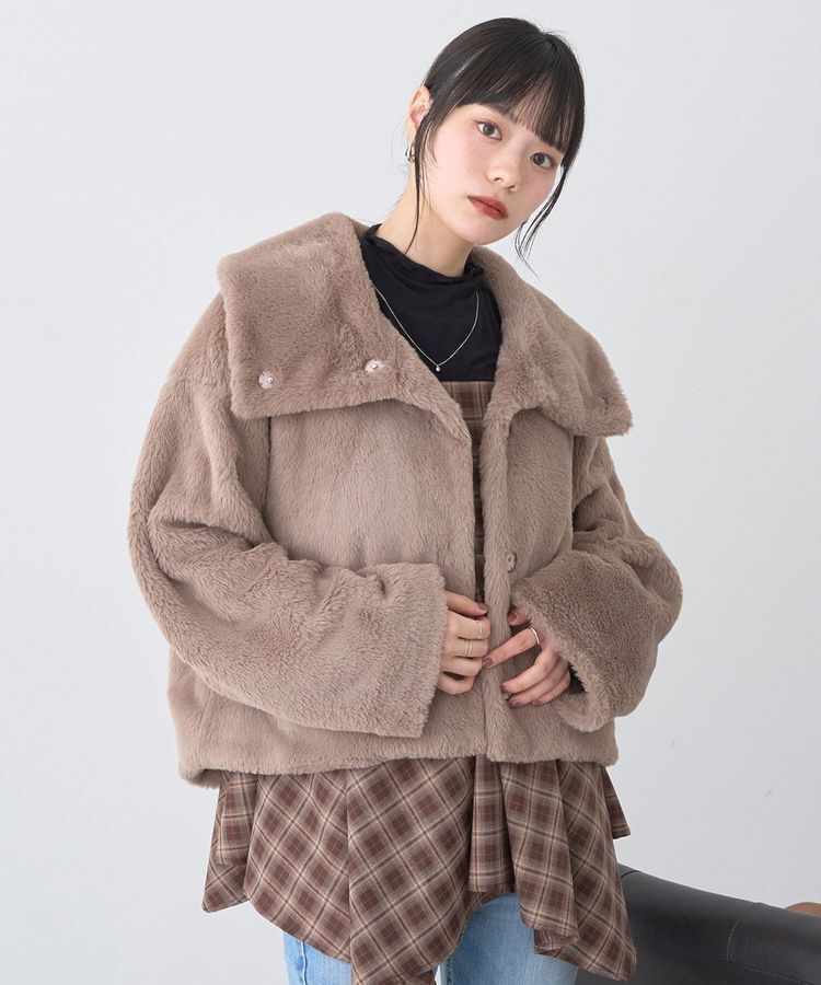 earth music&ecology「ファーショートブルゾン」|ブルゾン・スタジャン|