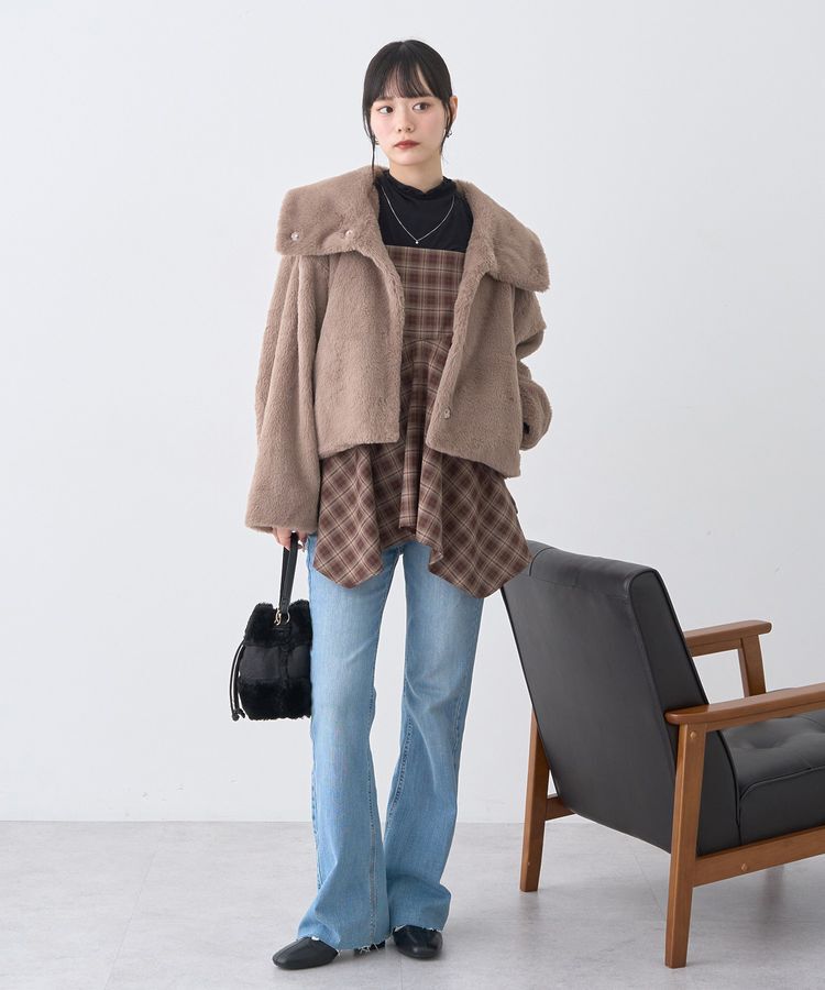 earth music&ecology「ファーショートブルゾン」|ブルゾン・スタジャン|