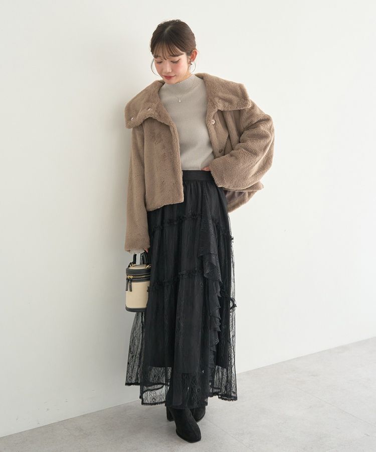 earth music&ecology「ファーショートブルゾン」|ブルゾン・スタジャン|