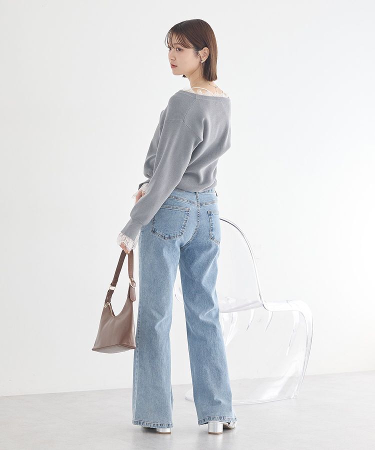 earth music&ecology「レーストリムカーディガン」|カーディガン|