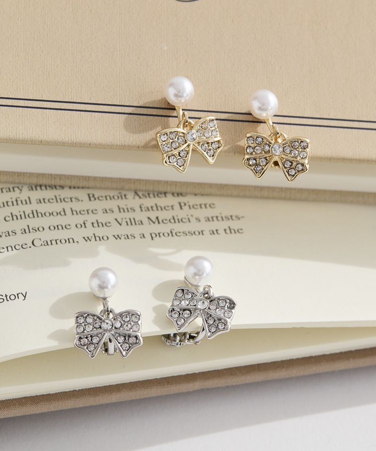 Maison de FLEUR「リボンビジューイヤリング」|イヤリング|