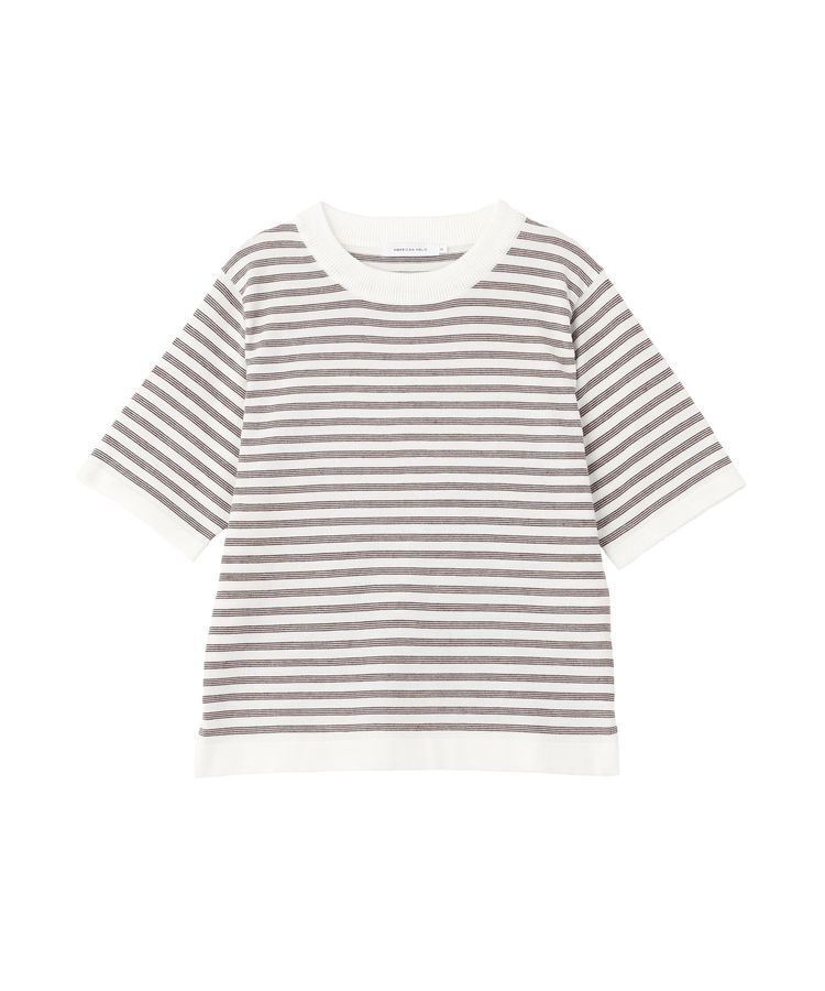 AMERICAN HOLIC「ボーダーハーフスリーブニットプルオーバー」|ニット・セーター|