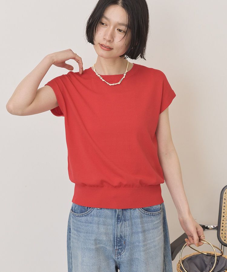 AMERICAN HOLIC「【接触冷感・UVカット】フレンチスリーブニットプルオーバー」|ニット・セーター|