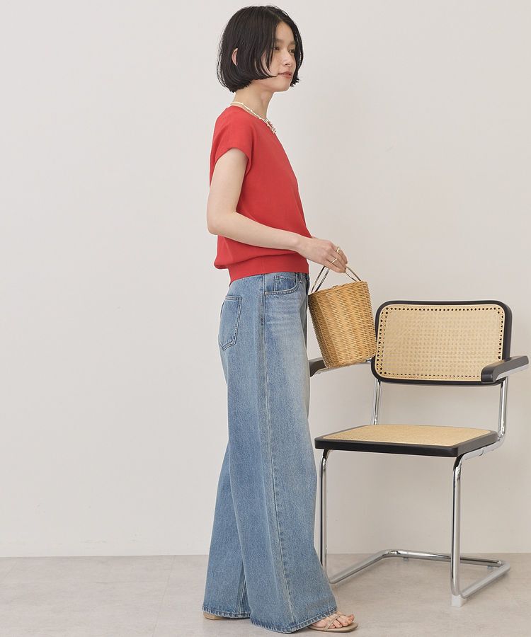 AMERICAN HOLIC「【接触冷感・UVカット】フレンチスリーブニットプルオーバー」|ニット・セーター|