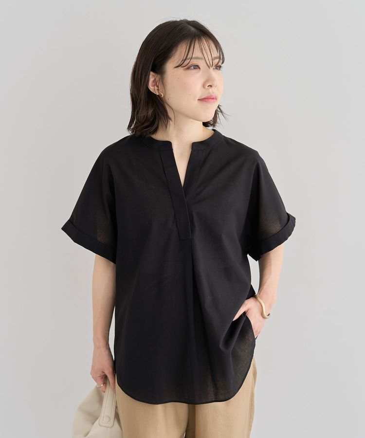 Green Parks「綿麻混フレンチスリーブスキッパーシャツ」|シャツ・ブラウス|