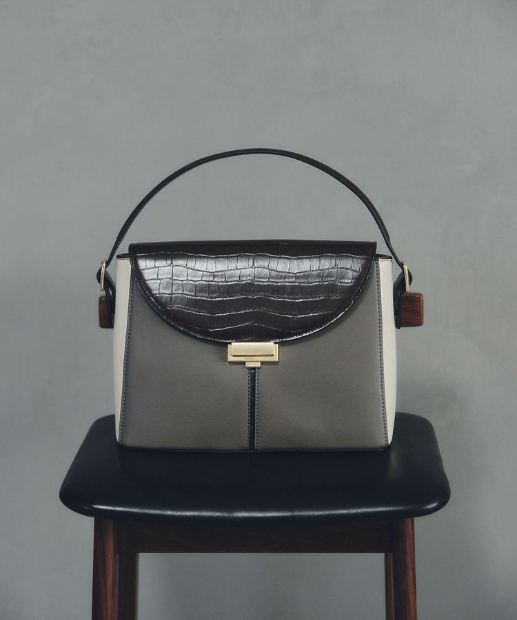 YECCA VECCA「配色メタルポイントバッグ」|ハンドバッグ|Brown