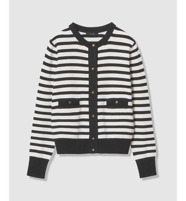 allureville「ポケットクルーカーディガン」|カーディガン|ブラック系