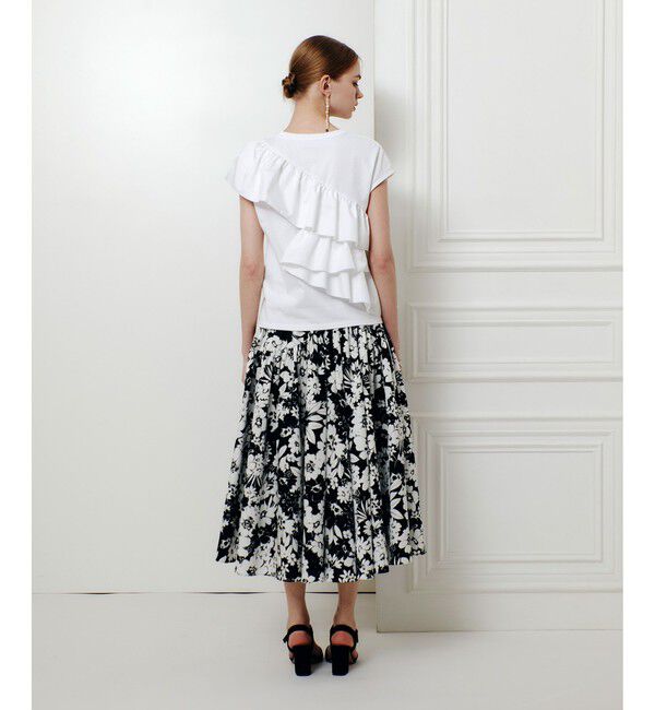 LOULOU WILLOUGHBY「WEB 一部店舗限定【LOULOU WILLOUGHBY】モノトーンフラワープリントギャザースカート」|スカート|