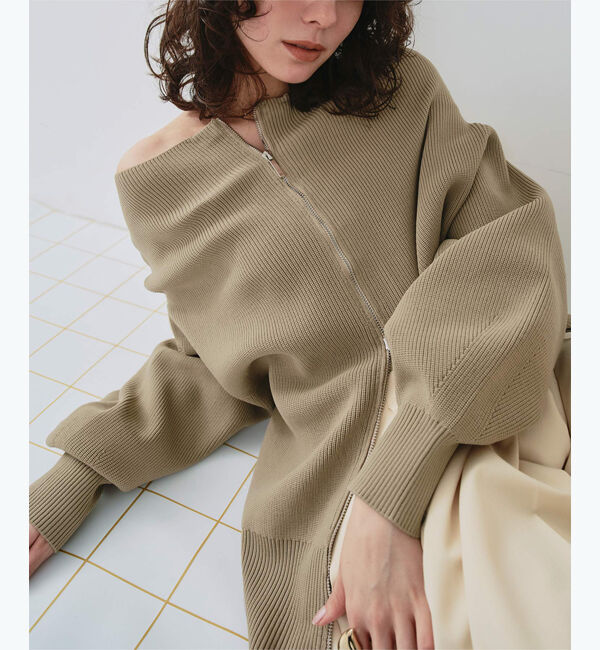 titivate「ダブルファスナーオーバーサイズニットプルオーバー」|ニット・セーター|