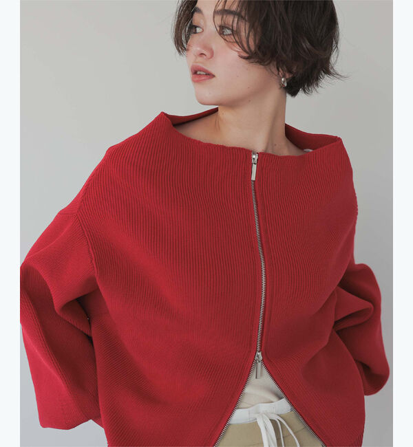 titivate「ダブルファスナーオーバーサイズニットプルオーバー」|ニット・セーター|