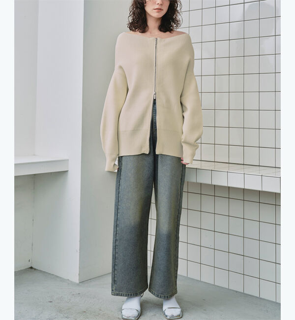 titivate「ダブルファスナーオーバーサイズニットプルオーバー」|ニット・セーター|