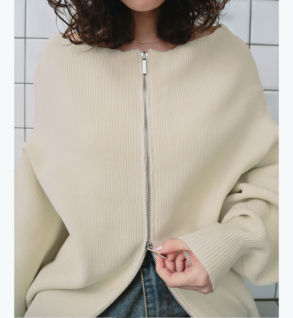 titivate「ダブルファスナーオーバーサイズニットプルオーバー」|ニット・セーター|