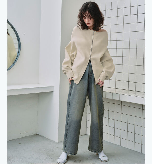 titivate「ダブルファスナーオーバーサイズニットプルオーバー」|ニット・セーター|