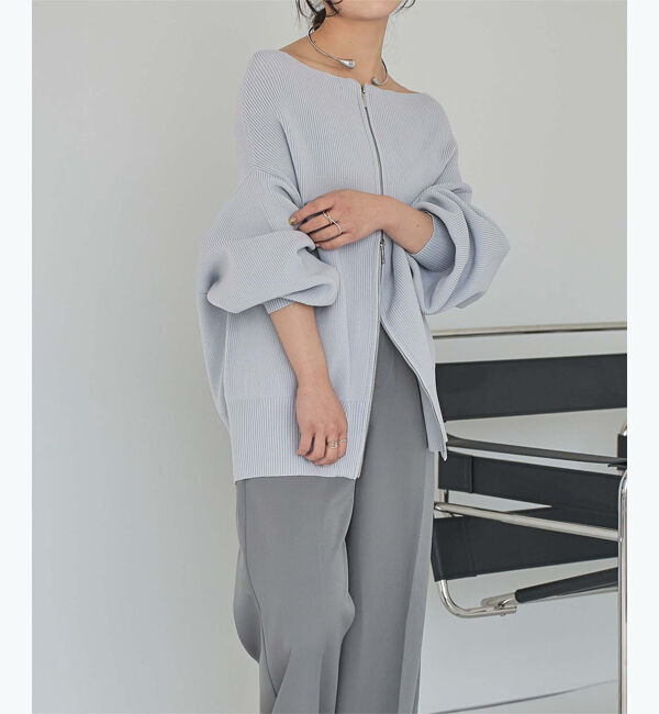 titivate「ダブルファスナーオーバーサイズニットプルオーバー」|ニット・セーター|ライトグレー