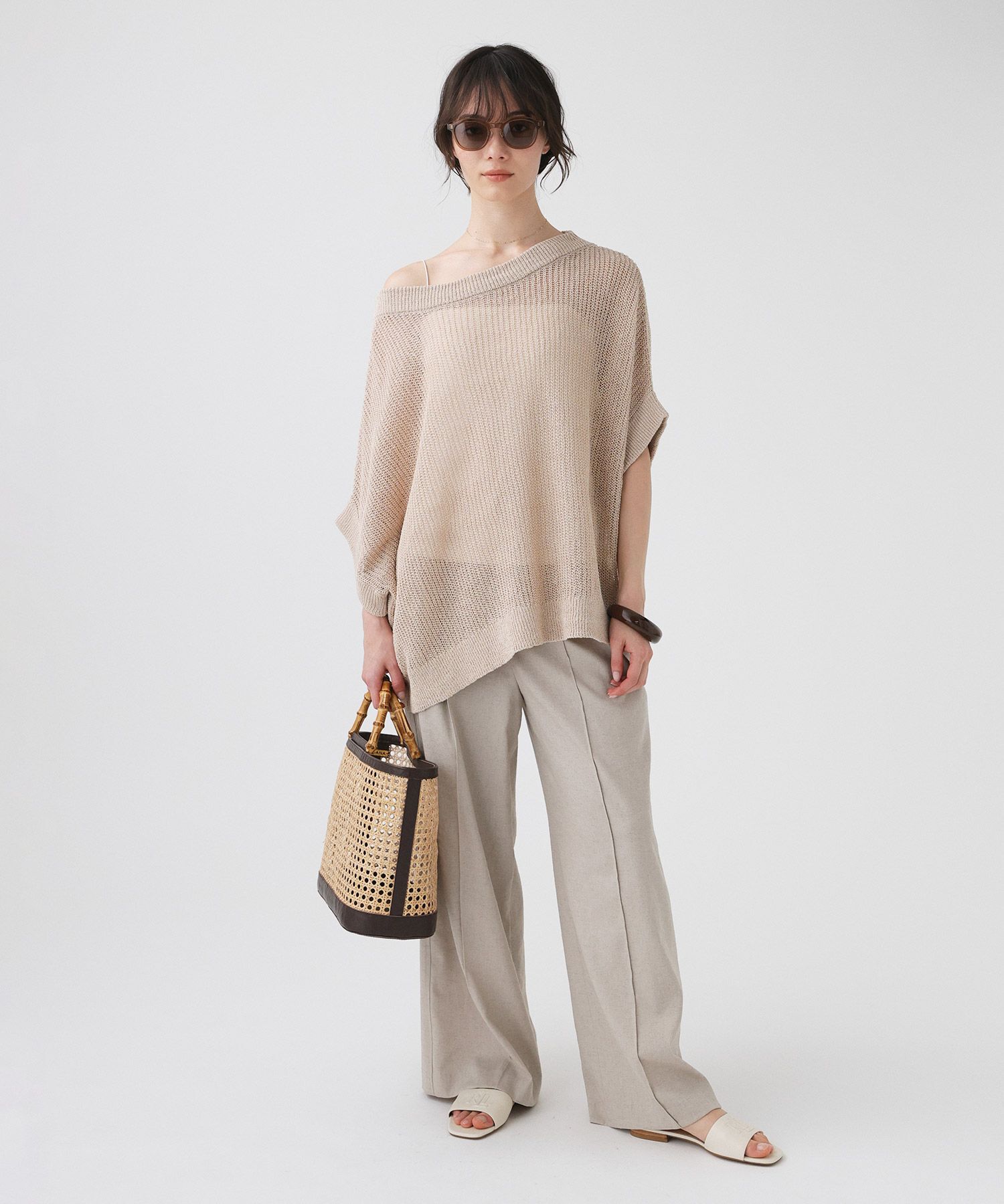 BABYLONE「ペーパーフレンチ袖プルオーバー」|ニット・セーター|